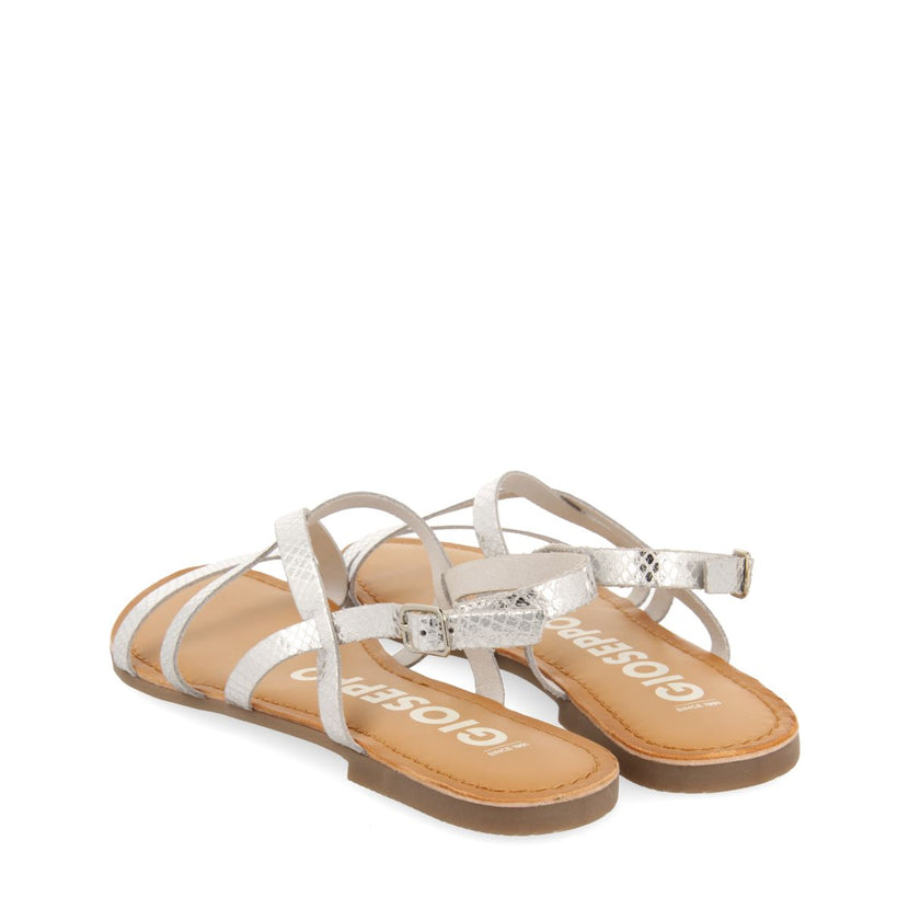 SANDALIAS PLATEADAS DE PIEL CON TIRAS FINAS PARA MUJER DANIA