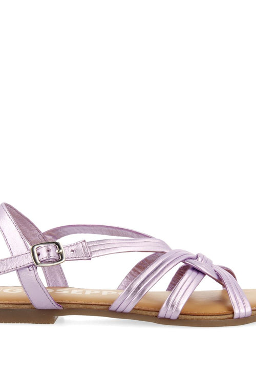 SANDALIAS MALVA DE PIEL CON TIRAS CRUZADAS PARA MUJER GOLAJ