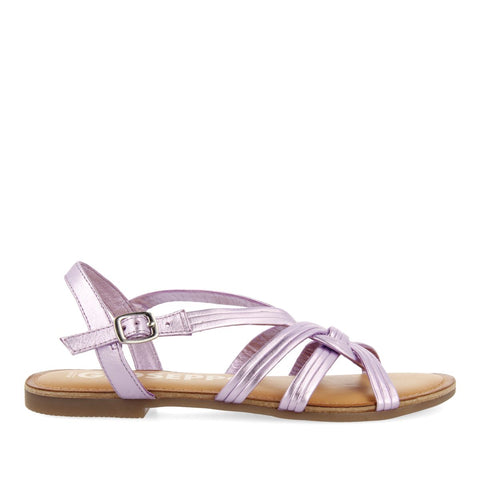 SANDALIAS MALVA DE PIEL CON TIRAS CRUZADAS PARA MUJER GOLAJ