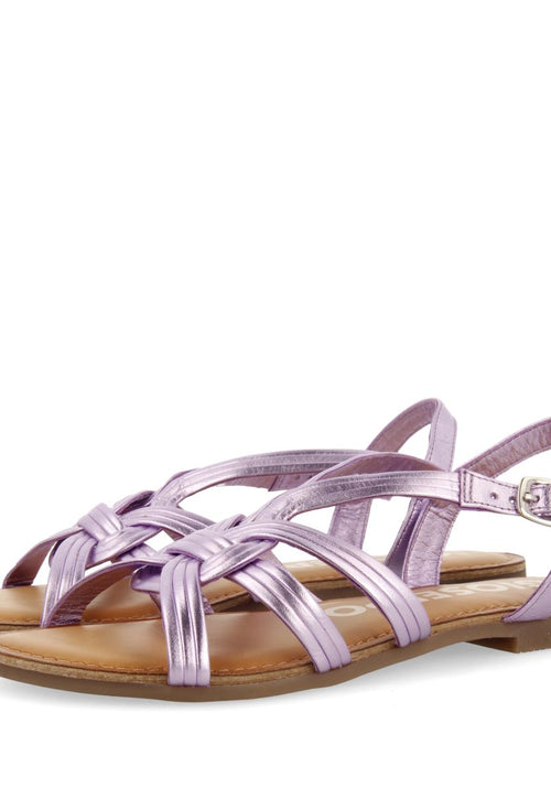 SANDALIAS MALVA DE PIEL CON TIRAS CRUZADAS PARA MUJER GOLAJ