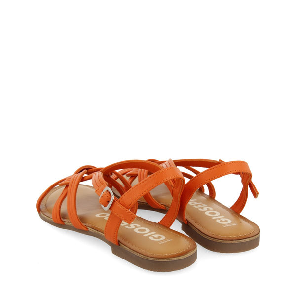 SANDALIAS NARANJAS DE PIEL CON TIRAS CRUZADAS PARA MUJER GOLAJ