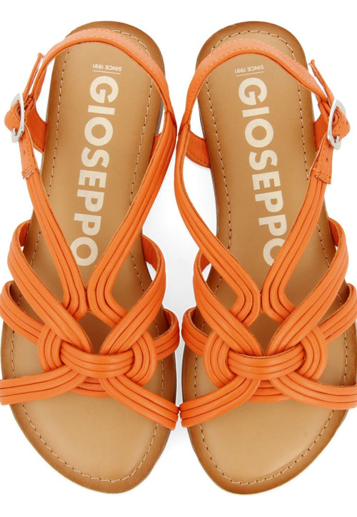 SANDALIAS NARANJAS DE PIEL CON TIRAS CRUZADAS PARA MUJER GOLAJ