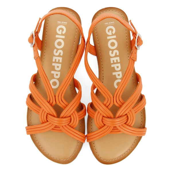 SANDALIAS NARANJAS DE PIEL CON TIRAS CRUZADAS PARA MUJER GOLAJ
