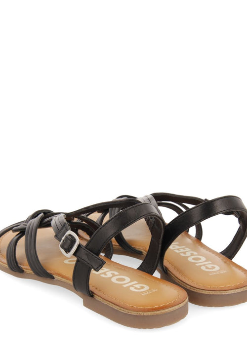 SANDALIAS NEGRAS DE PIEL CON TIRAS CRUZADAS PARA MUJER GOLAJ