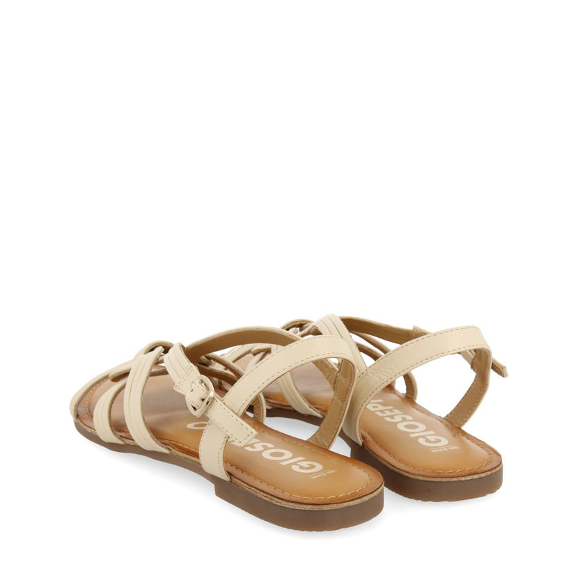 SANDALIAS OFF-WHITE DE PIEL CON TIRAS CRUZADAS PARA MUJER GOLAJ