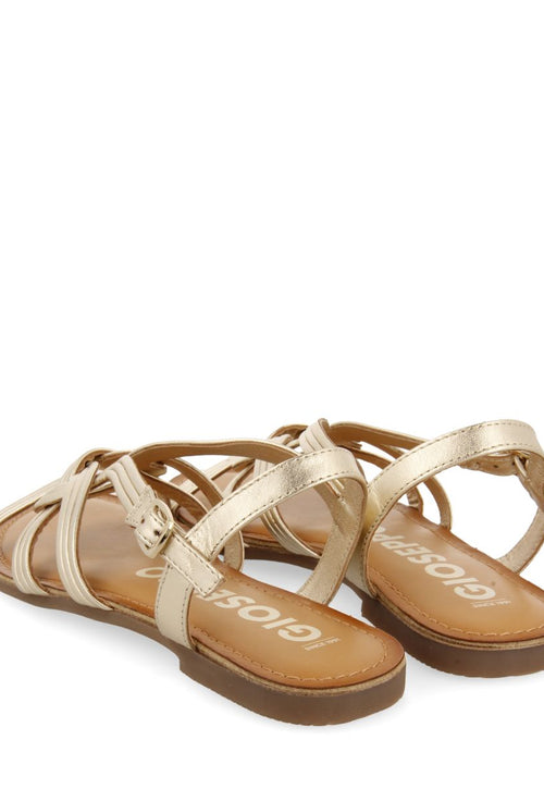 SANDALIAS DORADAS DE PIEL CON TIRAS CRUZADAS PARA MUJER GOLAJ