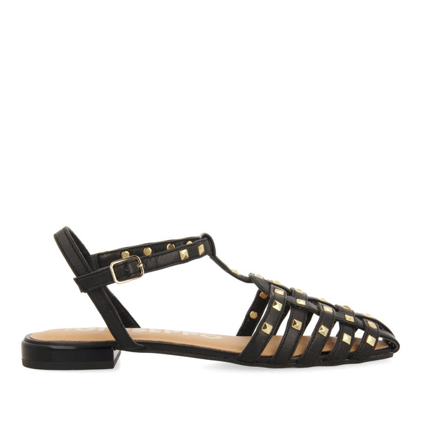 SANDALIAS ESTILO CANGREJERAS DE PIEL COLOR NEGRO CON TACHAS PARA MUJER CANBY