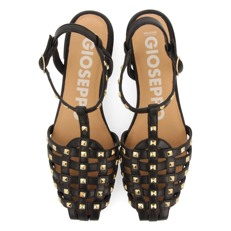 SANDALIAS ESTILO CANGREJERAS DE PIEL COLOR NEGRO CON TACHAS PARA MUJER CANBY