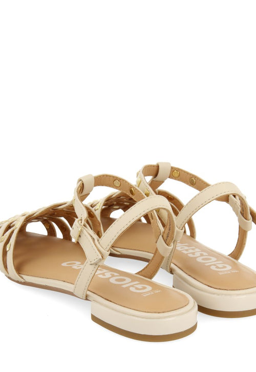 SANDALIAS ESTILO CANGREJERAS DE PIEL COLOR OFF-WHITE CON TACHAS PARA MUJER CANBY