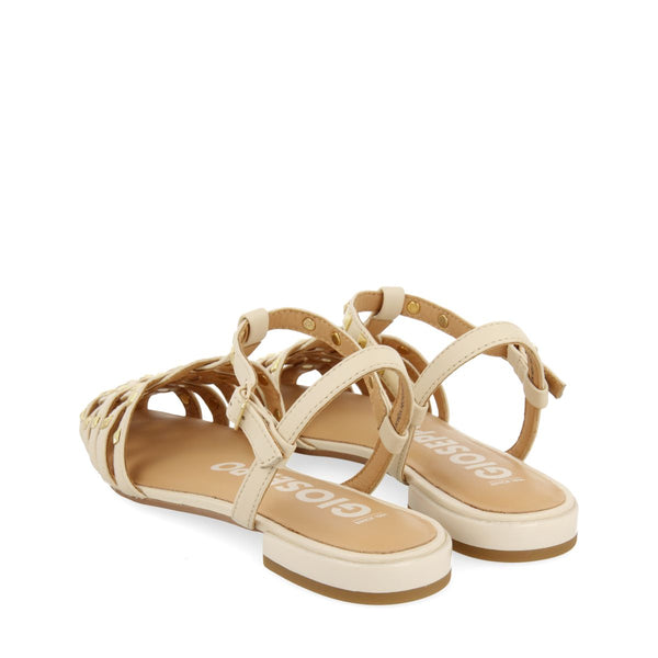 SANDALIAS ESTILO CANGREJERAS DE PIEL COLOR OFF-WHITE CON TACHAS PARA MUJER CANBY