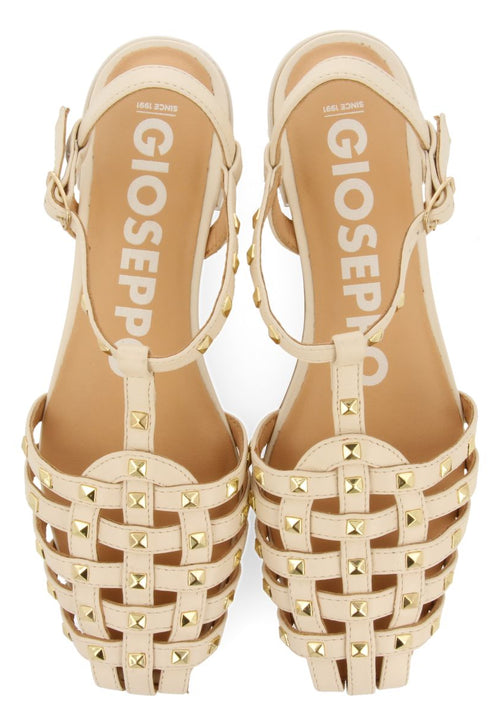 SANDALIAS ESTILO CANGREJERAS DE PIEL COLOR OFF-WHITE CON TACHAS PARA MUJER CANBY