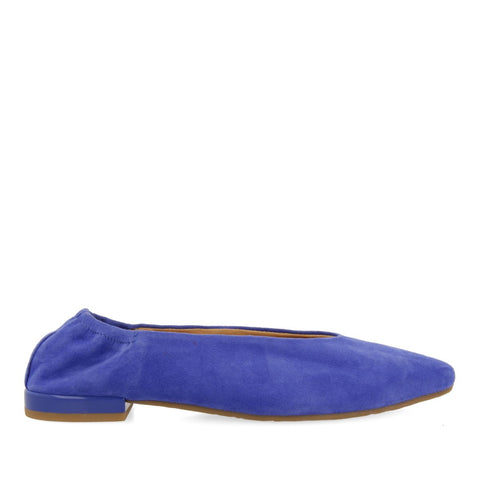 BAILARINAS DE PIEL COLOR AZUL CON PUNTA FINA Y TALÓN FRUNCIDA PARA MUJER GAGEAC