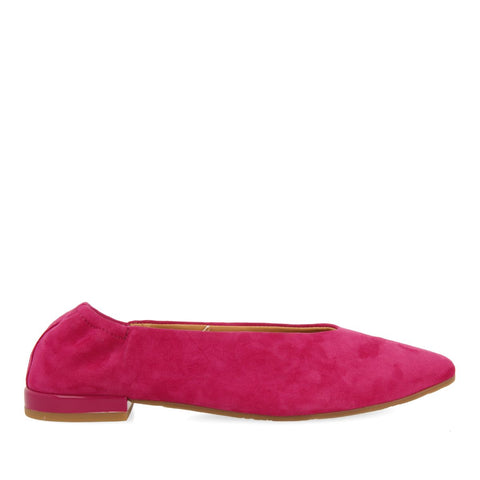 BAILARINAS DE PIEL COLOR FUCSIA CON PUNTA FINA Y TALÓN FRUNCIDA PARA MUJER GAGEAC