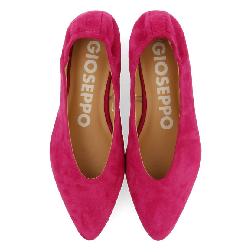 BAILARINAS DE PIEL COLOR FUCSIA CON PUNTA FINA Y TALÓN FRUNCIDA PARA MUJER GAGEAC