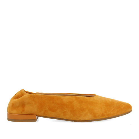 BAILARINAS DE PIEL COLOR NARANJA CON PUNTA FINA Y TALÓN FRUNCIDA PARA MUJER GAGEAC