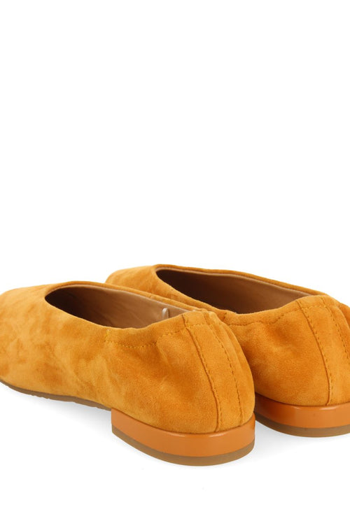 ORANGE LEATHER BALLERINAS WITH POINTED TOE AND RUFFLED HEEL FOR WOMEN GAGEAC