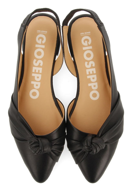 BLACK LEATHER UNHEELED BALLERINAS WITH KNOT DETAIL FOR WOMEN IBALLE