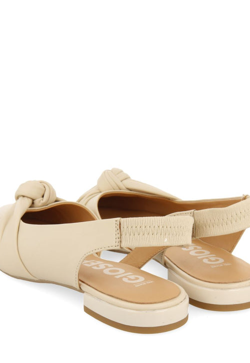 OFF-WHITE LEATHER UNHEELED BALLERINAS WITH KNOT DETAIL FOR WOMEN IBALLE