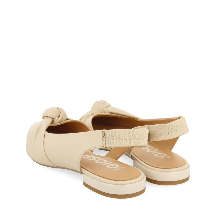 BAILARINAS DESTALONADAS DE PIEL COLOR OFF-WHITE CON DETALLE DE NUDO PARA MUJER IBALLE