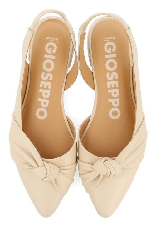 OFF-WHITE LEATHER UNHEELED BALLERINAS WITH KNOT DETAIL FOR WOMEN IBALLE