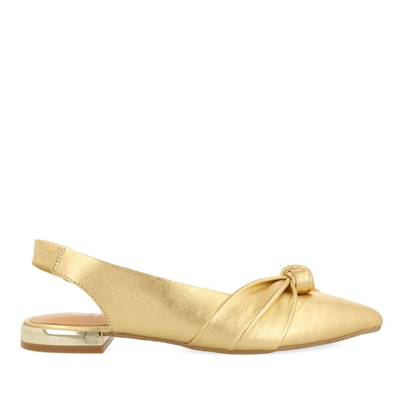 BAILARINAS DESTALONADAS DE PIEL COLOR DORADO CON DETALLE DE NUDO PARA MUJER IBALLE
