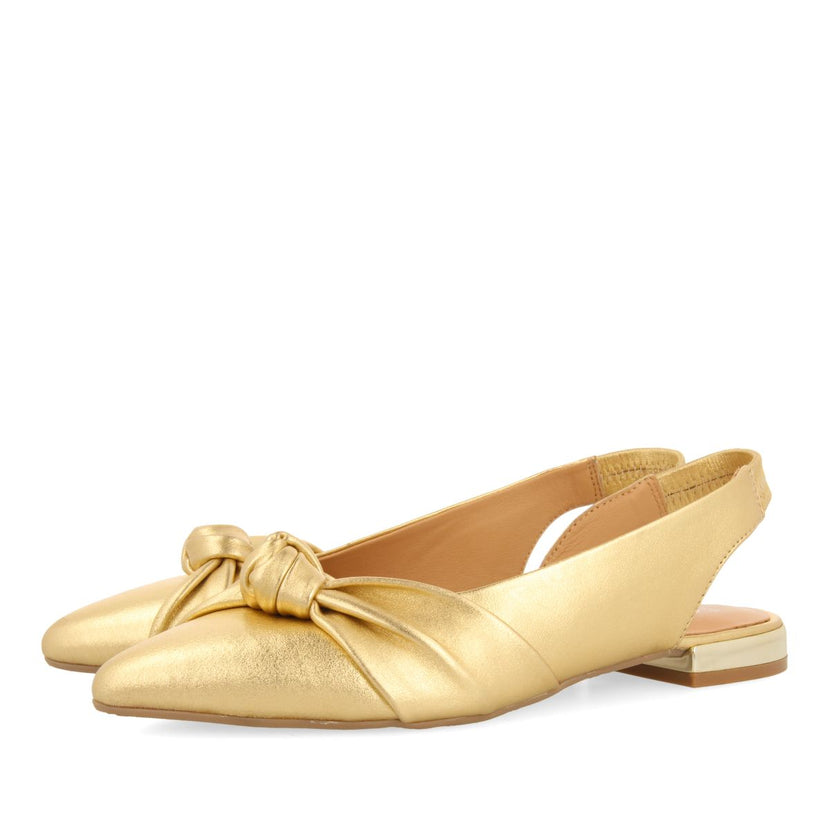 BAILARINAS DESTALONADAS DE PIEL COLOR DORADO CON DETALLE DE NUDO PARA MUJER IBALLE