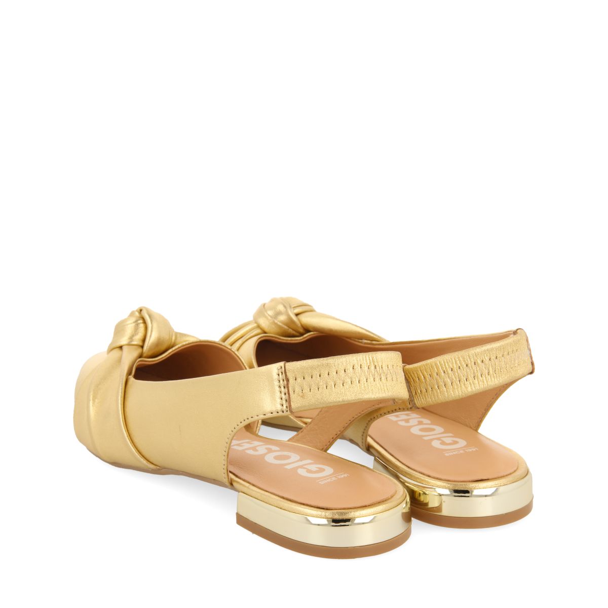 GOLDEN SKIN UNHEELED BALLERINAS WITH KNOT DETAIL FOR WOMEN IBALLE