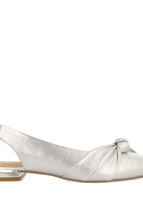SILVER SKINLESS BALLERINAS WITH KNOT DETAIL FOR WOMEN IBALLE