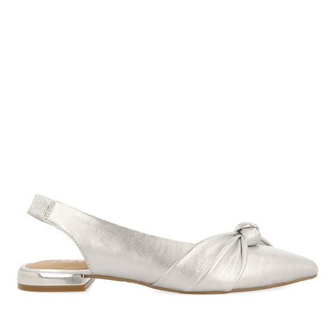 BALLERINE SENZA TACCO IN PELLE COLOR ARGENTO CON DETTAGLIO DI NODO PER DONNA IBALLE