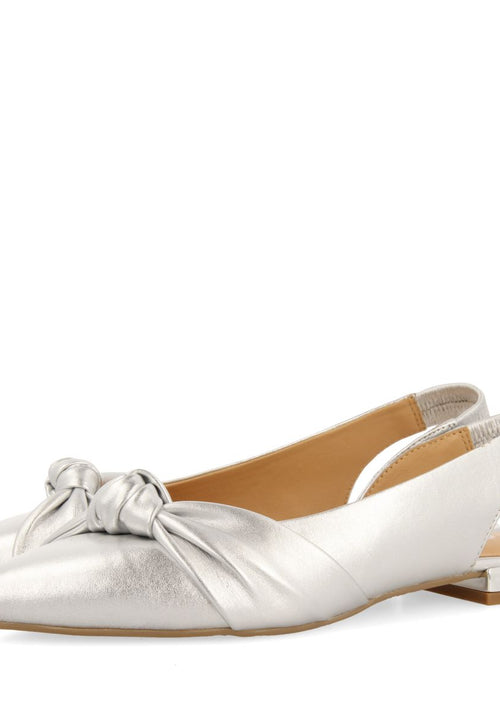 SILVER SKINLESS BALLERINAS WITH KNOT DETAIL FOR WOMEN IBALLE