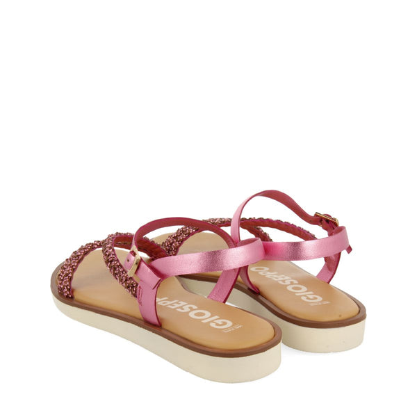 SANDALIAS FUCSIA DE PIEL CON TIRAS CON PEDRERÍA PARA MUJER WALLOWA