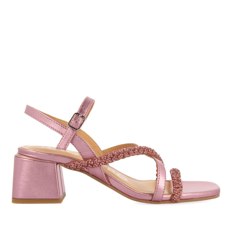 SANDALI CON TACCO FUCSIA CON CINTURINI CON DETTAGLI DI STRASS PER DONNA NISCEMI