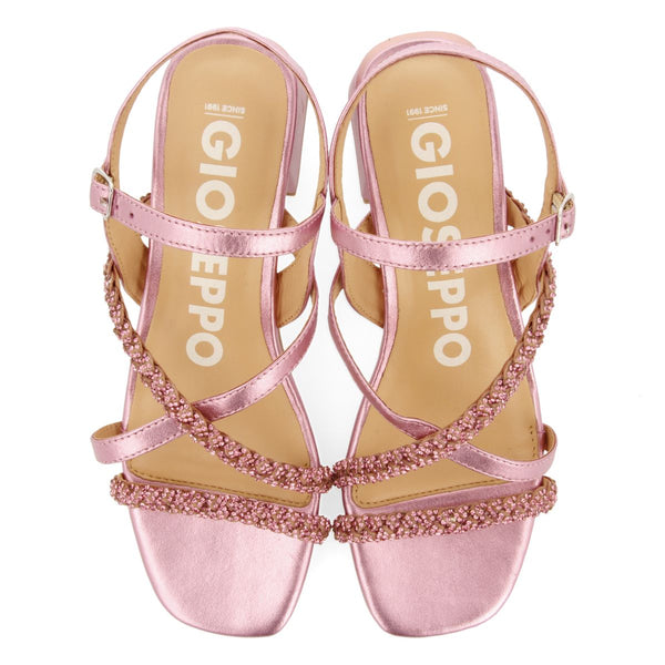 SANDALI CON TACCO FUCSIA CON CINTURINI CON DETTAGLI DI STRASS PER DONNA NISCEMI