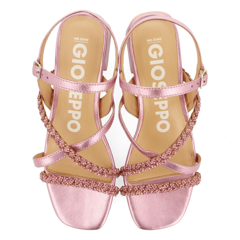 SANDALI CON TACCO FUCSIA CON CINTURINI CON DETTAGLI DI STRASS PER DONNA NISCEMI