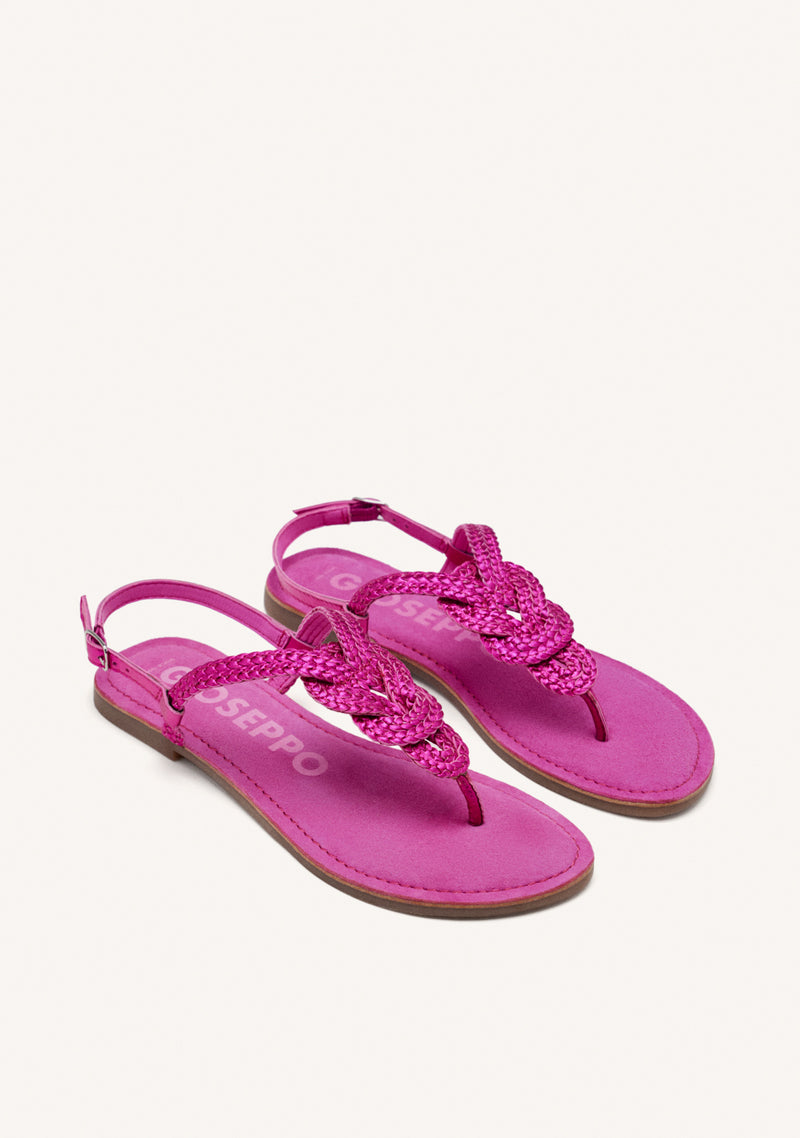 FUCHSIA BRAIDED LEATHER SANDALS FOR WOMEN ZUPANJA