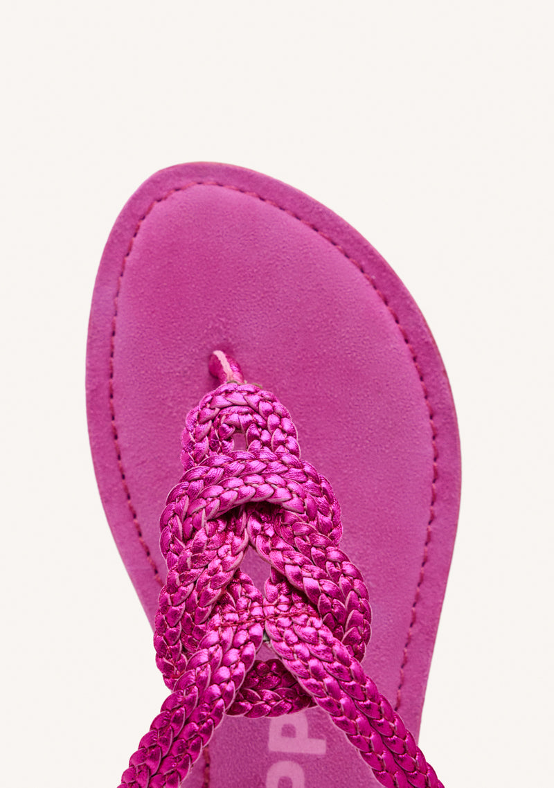 FUCHSIA BRAIDED LEATHER SANDALS FOR WOMEN ZUPANJA