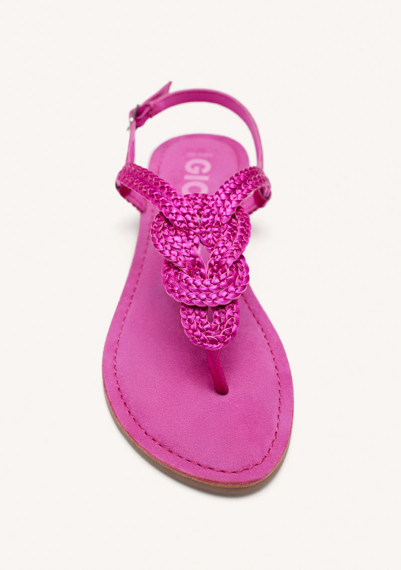 FUCHSIA BRAIDED LEATHER SANDALS FOR WOMEN ZUPANJA