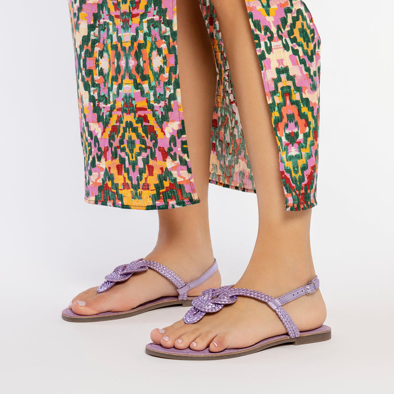 LAVENDER BRAIDED LEATHER SANDALS FOR WOMEN ZUPANJA