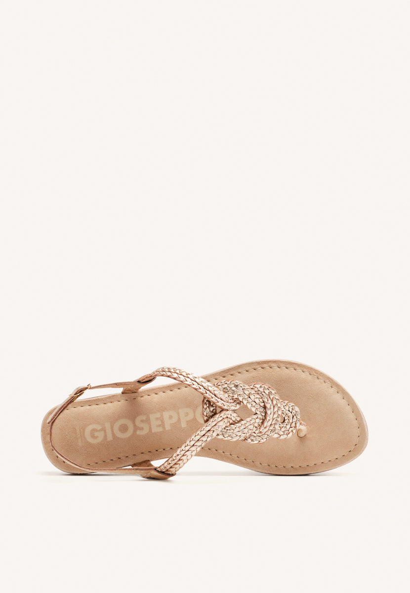 SANDALIAS DORADAS DE PIEL TRENZADA PARA MUJER ZUPANJA