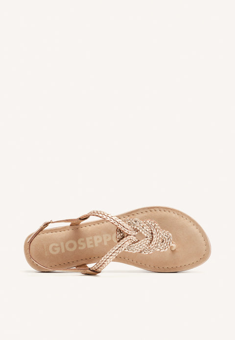 SANDALIAS DORADAS DE PIEL TRENZADA PARA MUJER ZUPANJA