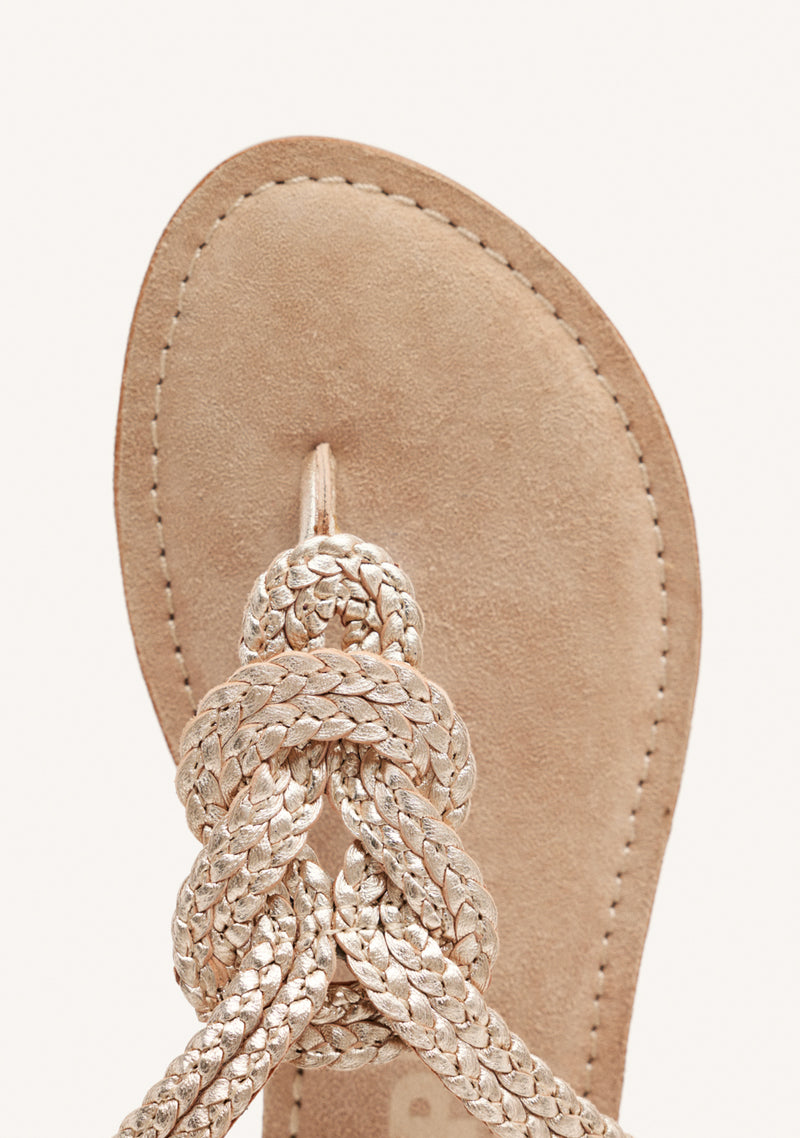 GOLDEN BRAIDED LEATHER SANDALS FOR WOMEN ZUPANJA