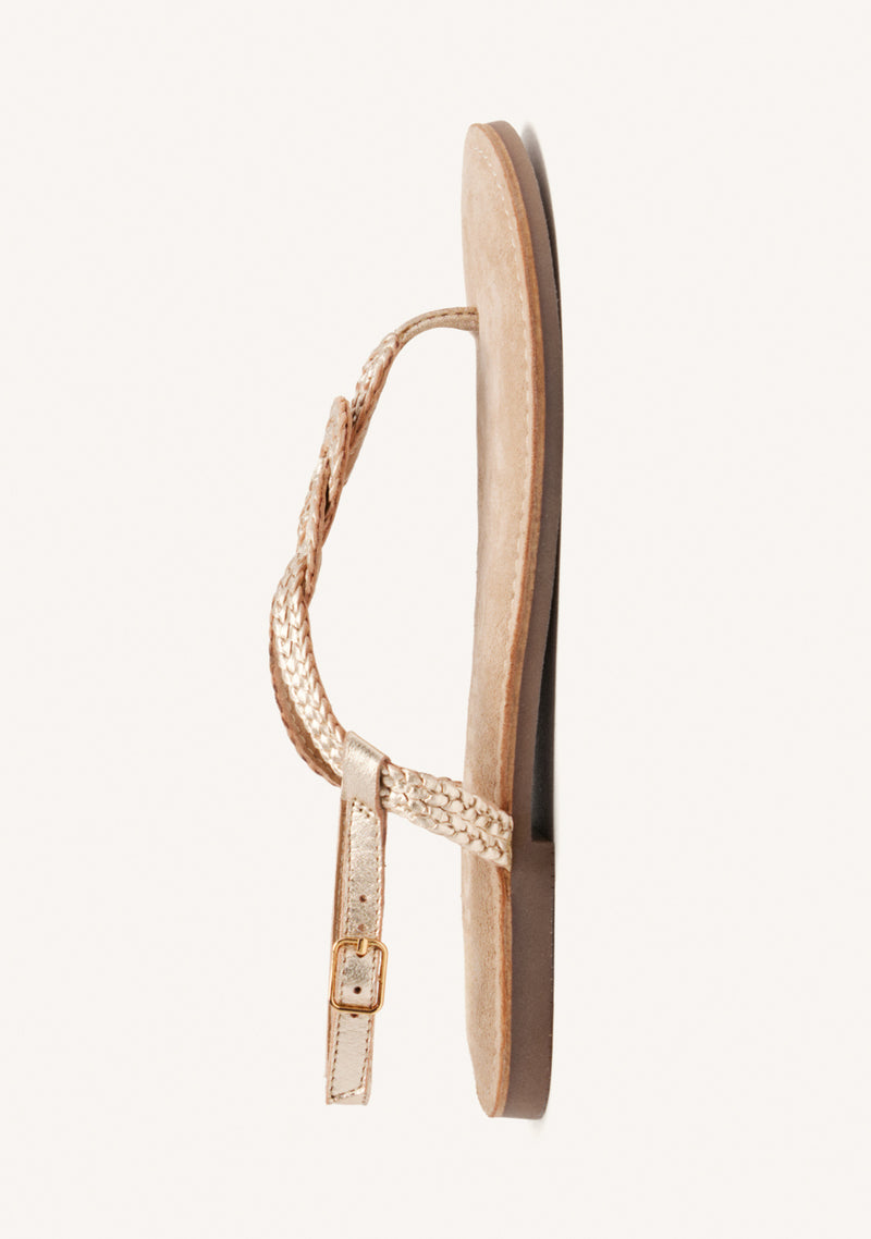 GOLDEN BRAIDED LEATHER SANDALS FOR WOMEN ZUPANJA