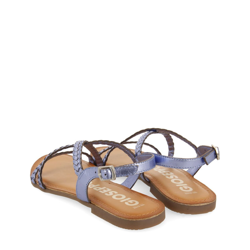 SANDALIAS AZUL METALIZADO DE PIEL TRENZADA PARA MUJER CAPACI