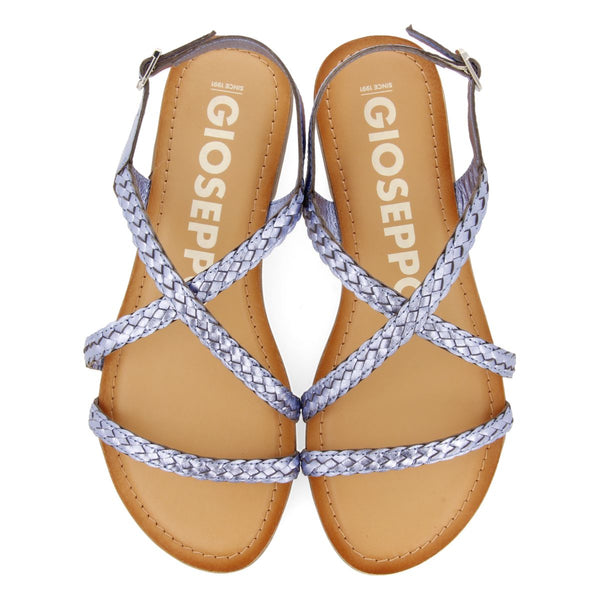 SANDALIAS AZUL METALIZADO DE PIEL TRENZADA PARA MUJER CAPACI