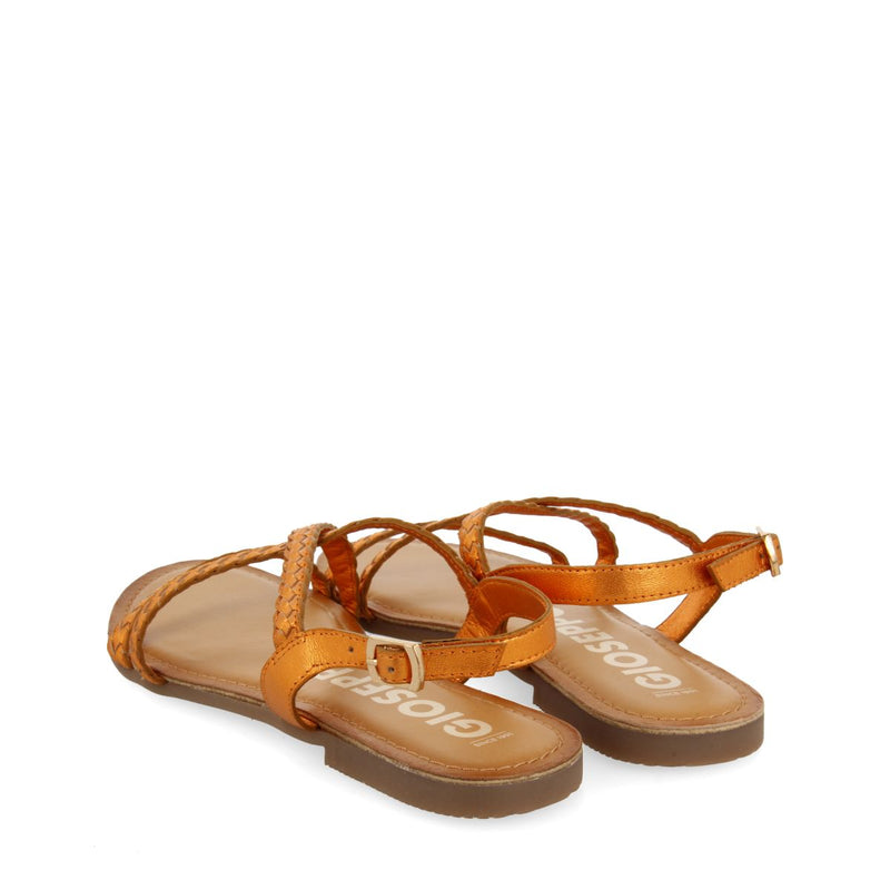 SANDALIAS NARANJA METALIZADO DE PIEL TRENZADA PARA MUJER CAPACI