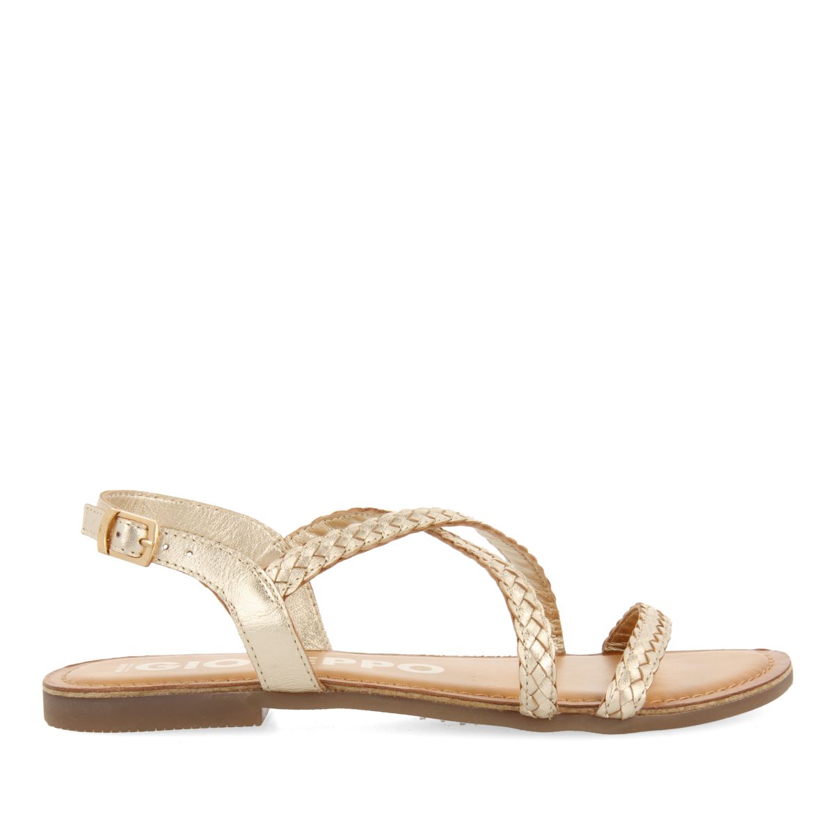 SANDALIAS DORADAS DE PIEL TRENZADA PARA MUJER CAPACI