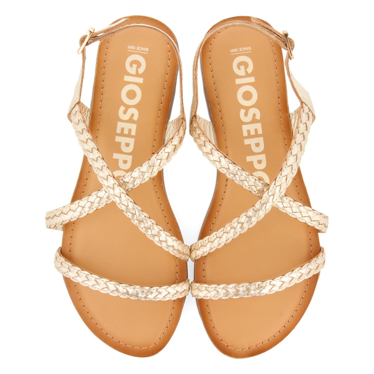 SANDALIAS DORADAS DE PIEL TRENZADA PARA MUJER CAPACI
