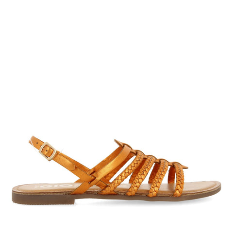 SANDALIAS NARANJA METALIZADO DE PIEL TRENZADA PARA MUJER LIMINA
