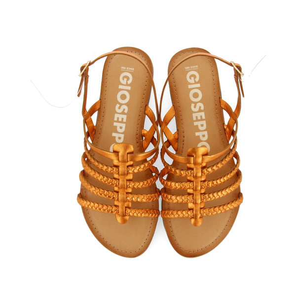 SANDALIAS NARANJA METALIZADO DE PIEL TRENZADA PARA MUJER LIMINA