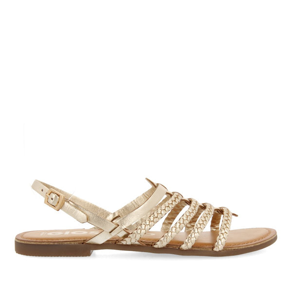 SANDALIAS DORADAS DE PIEL TRENZADA PARA MUJER LIMINA
